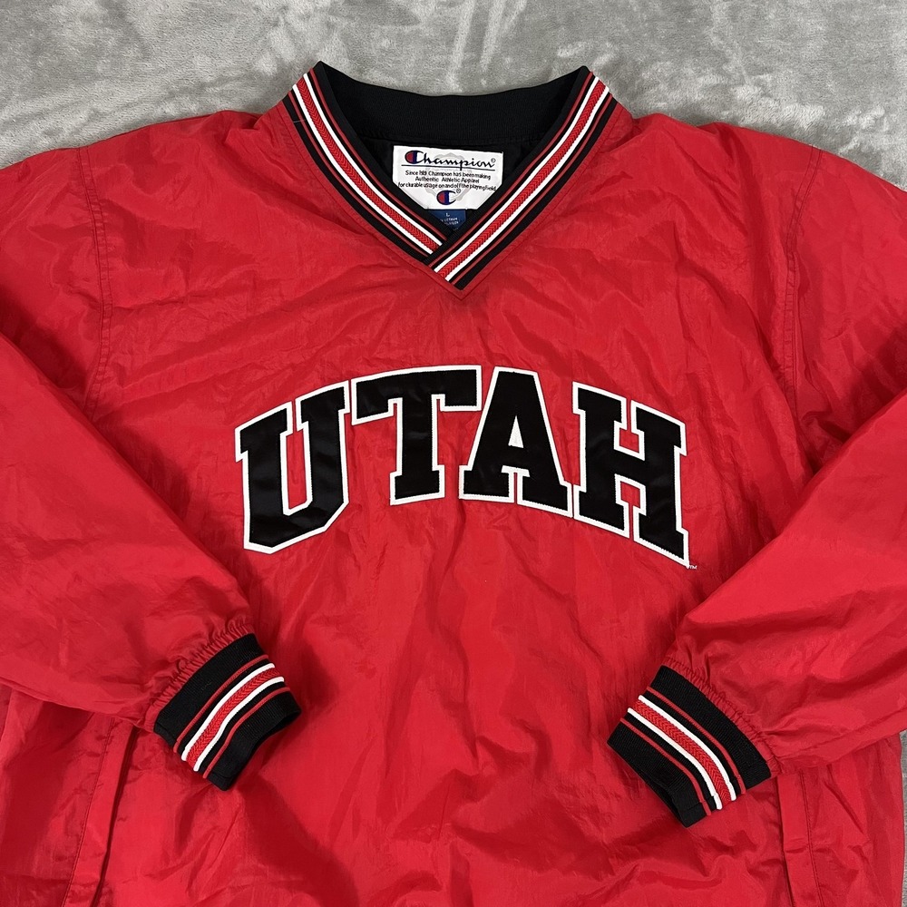 Utah Utes Pullover Jacket Mens Large Red NCAA Football Champion Windbreaker